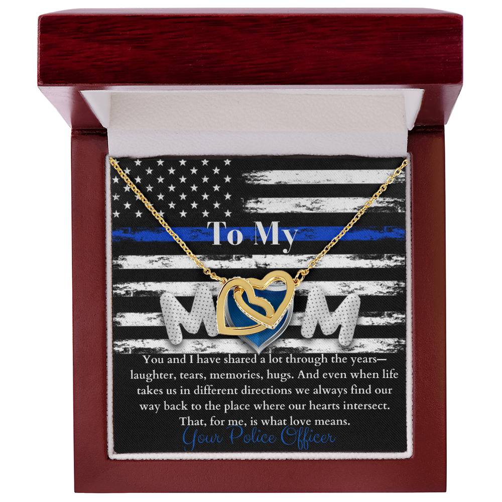 Police Officer'S Mom Necklace Interlocking Hearts Necklace