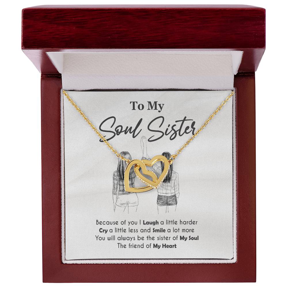 To My Soul Sister Interlocking Hearts Necklace