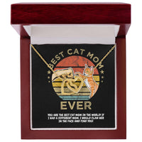Best Cat Mom Ever Happy Mother'S Day Fist Bump Interlocking Hearts Necklace