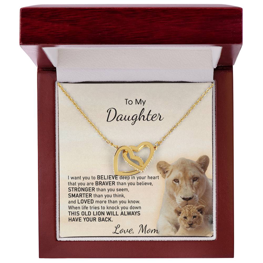To My Daughter Necklace Gift From Mom On Birthday Graduation Daughter Grown Up Daughter Interlocking Hearts Necklace