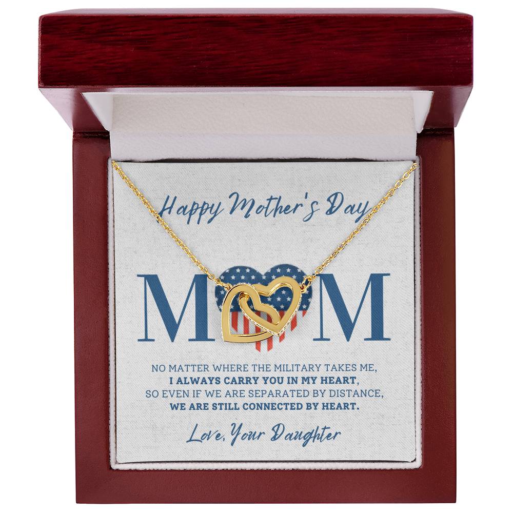 Military Daughter Carry You In My Heart Mother'S Day Necklace 🇺🇸 Interlocking Hearts Necklace