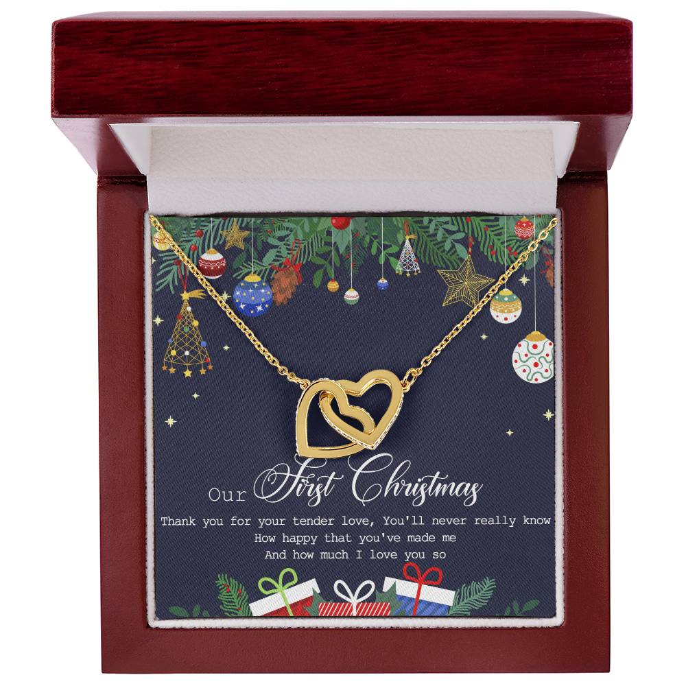 Our First Christmas Interlocking Hearts Necklace Message Card
