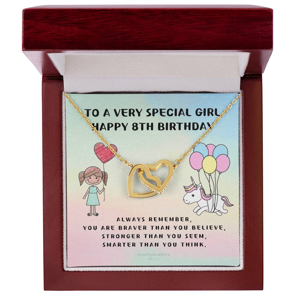 8Th Personalized Birthday Gift Birthstone Name 8Th Birthday Necklace Gift Happy 8Th Birthday Gift Gift For 8 Year Birthday Girl Interlocking Hearts Necklace