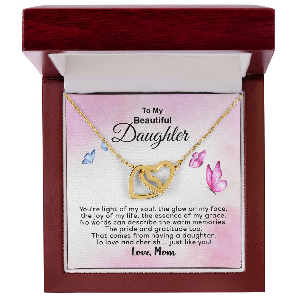 To My Beautiful Daughter - You'Re Joy Of My Life - Necklace Interlocking Hearts Necklace