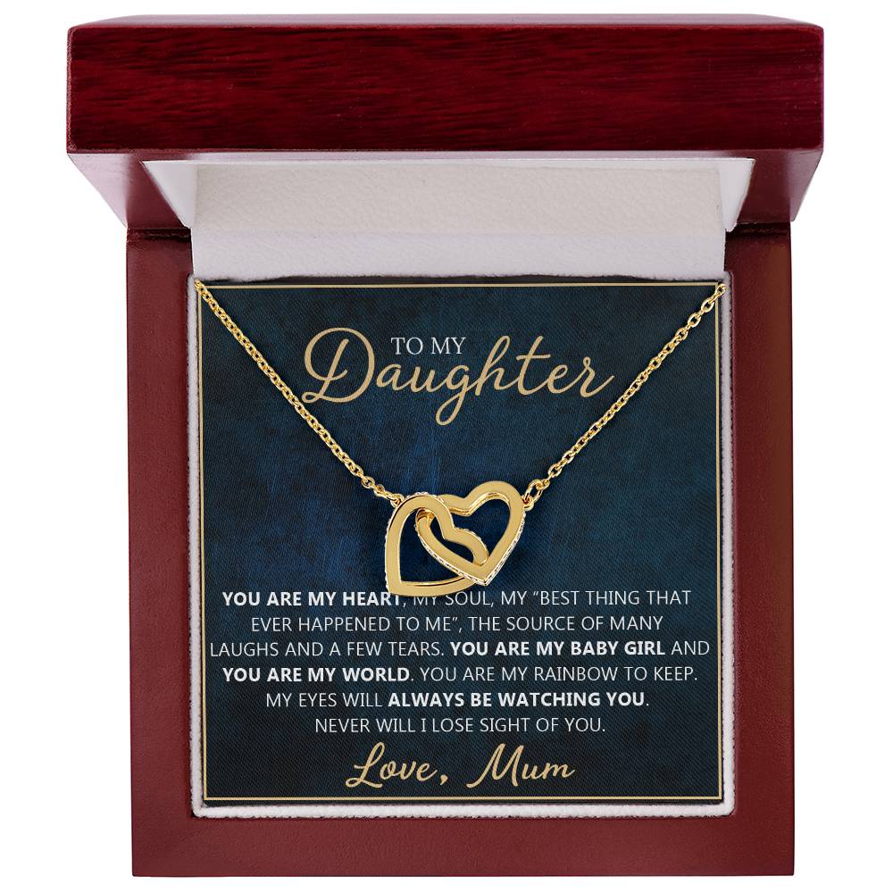 To My Daughter - You Are My Everything Unique Interlocking Heart Necklace Gift Set Interlocking Hearts Necklace