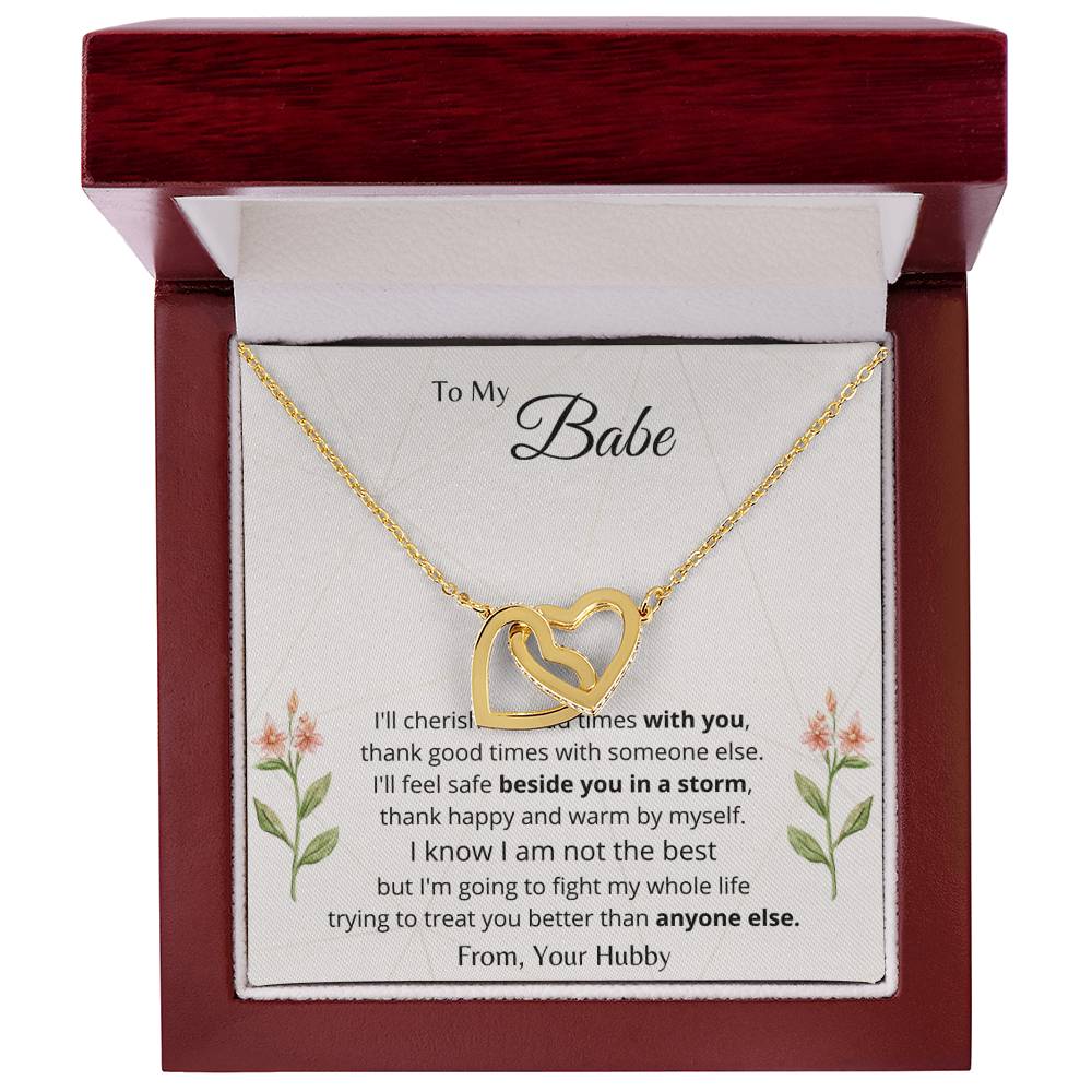 To My Babe Interlocking Hearts Necklace