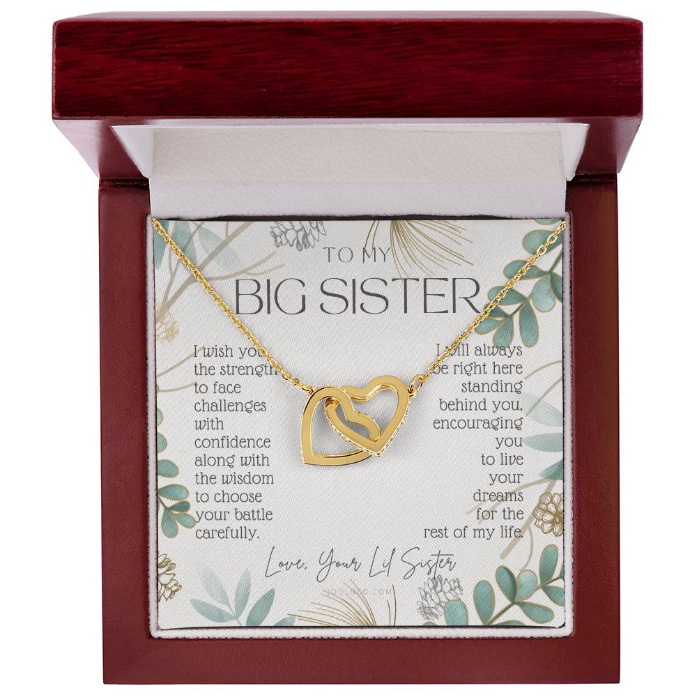 To My Sister Live Your Dreams Gift For Big Sister From Little Sister Sister Birthday Graduation Christmas Present Interlocking Hearts Necklace