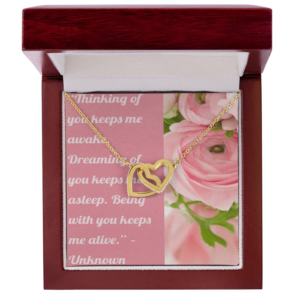 Ike Mens ProductionLove Quote Jewelry Interlocking Hearts Necklace