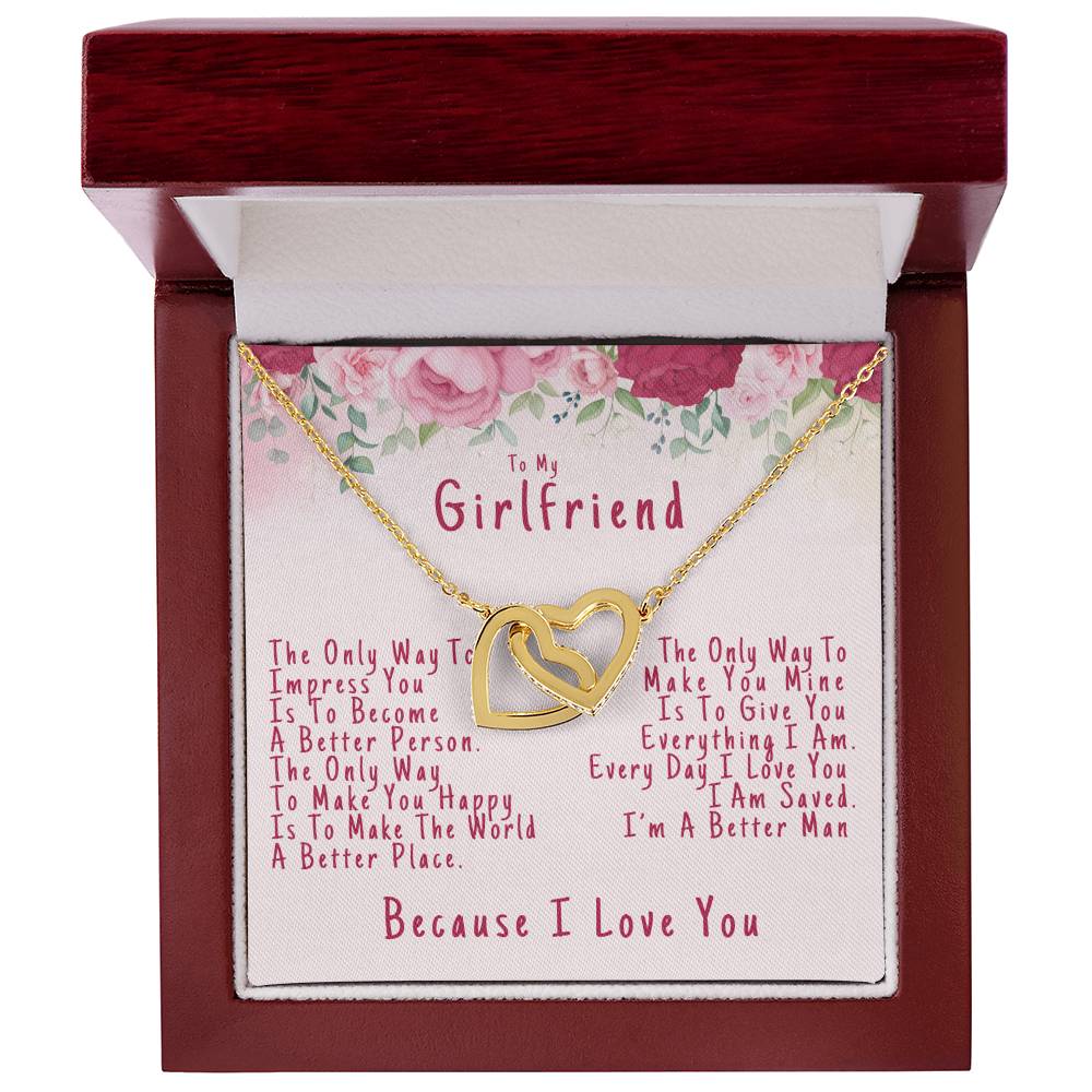 To My Girlfriend Valentine'S Day Because I Love You - Interlocking Heart Necklace Interlocking Hearts Necklace