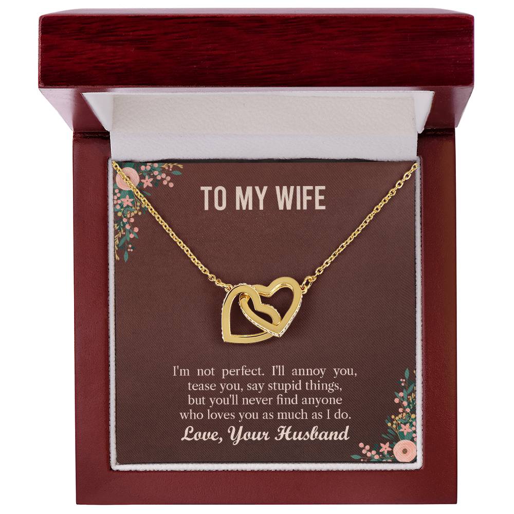 Husband To Wife - I'M Not Perfect Interlocking Hearts Necklace