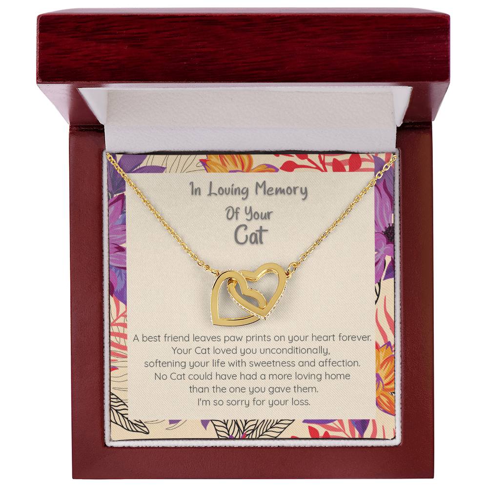 Loss Of Cat - In Loving Memory Of Your Best Friend - Connected Hearts Forever Necklace Interlocking Hearts Necklace