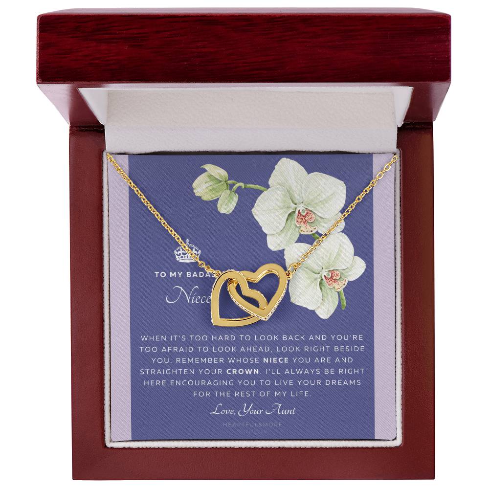 To My Niece Live Your Dreams Necklace Gift For Niece From Aunt Niece Birthday Graduation Christmas Present Interlocking Hearts Necklace