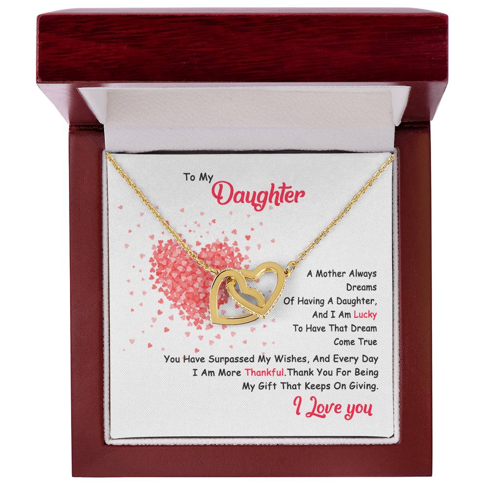 My Daughter - I Am Lucky To Have You Interlocking Hearts Necklace