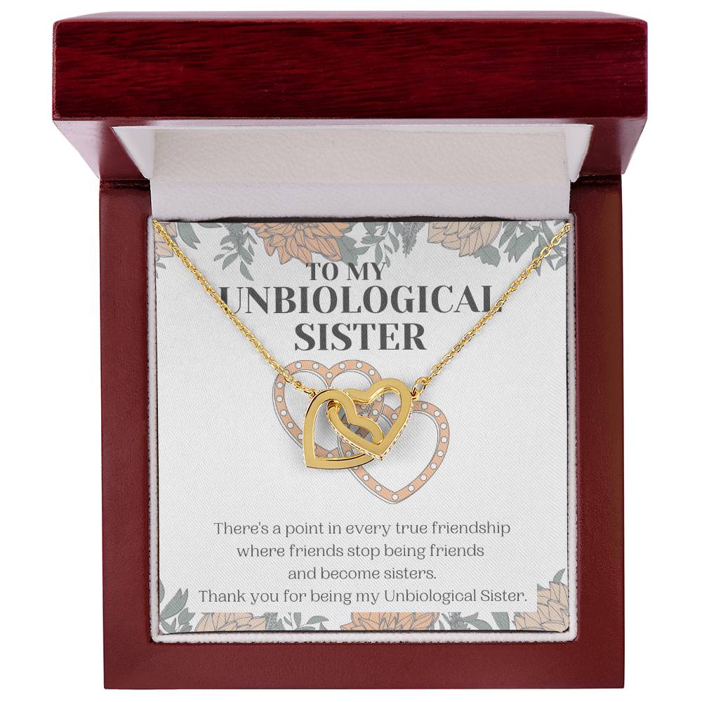 Unbiological Sister Gift Best Friend Necklace Soul Sister Bridesmaid Gift 18Kt Gold Sterling Silver Heart Pendant Jewelry Free Gift Box Interlocking Hearts Necklace