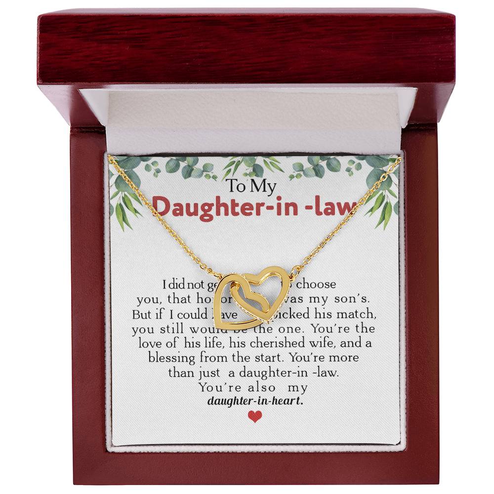 To My Daughter-In-Law You'Re Also My Daughter In Heart Interlocking Hearts Necklace