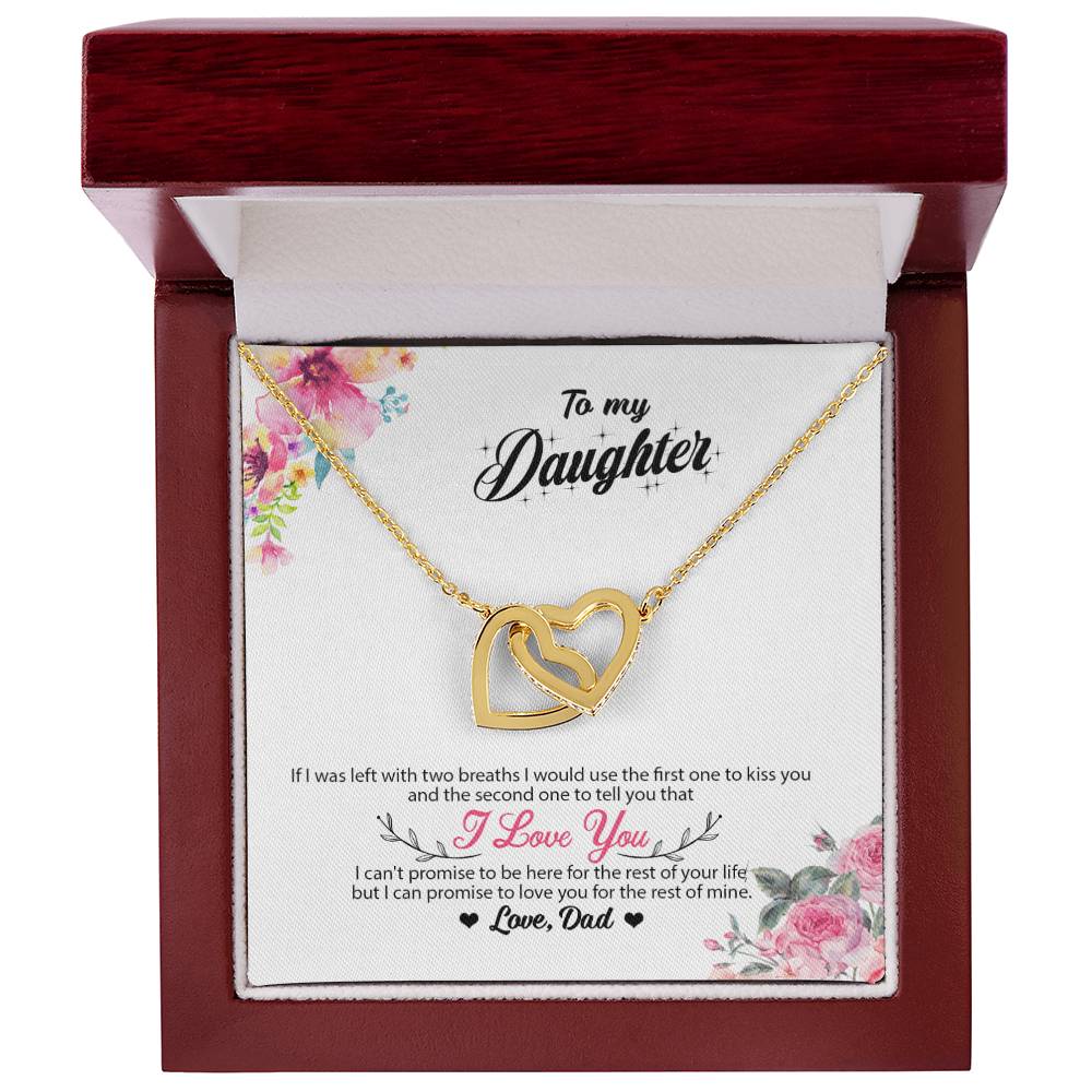 To My Daughter - I Promise To Love You For The Rest Of My Life Interlocking Hearts Necklace