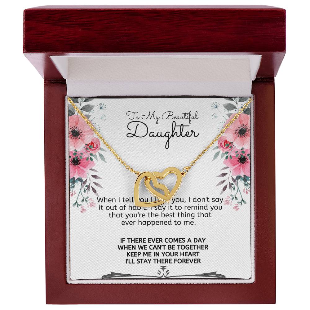 To My Daughter-Interlocking Hearts Necklace