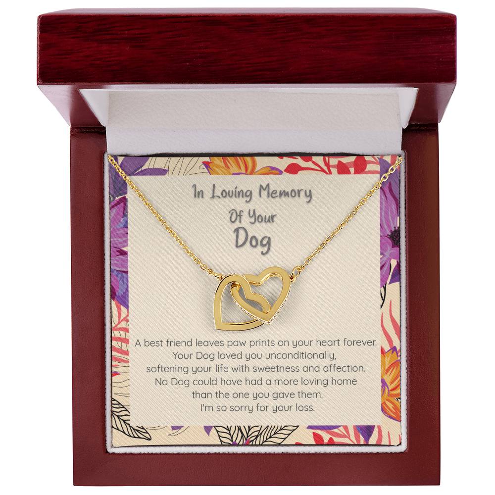 Loss Of Dog Loving Memory Of Your Best Friend - Connected Hearts Necklace Interlocking Hearts Necklace