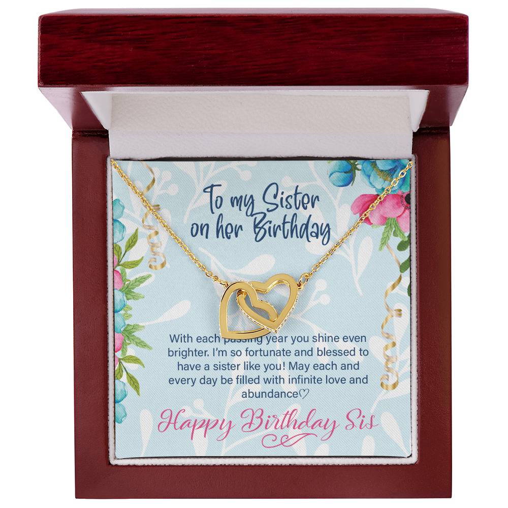 Happy Birthday Sister Gift Sisters Birthday Necklace Happy Birthday To My Sister Sister Jewelry Gift With Message Card Interlocking Hearts Necklace