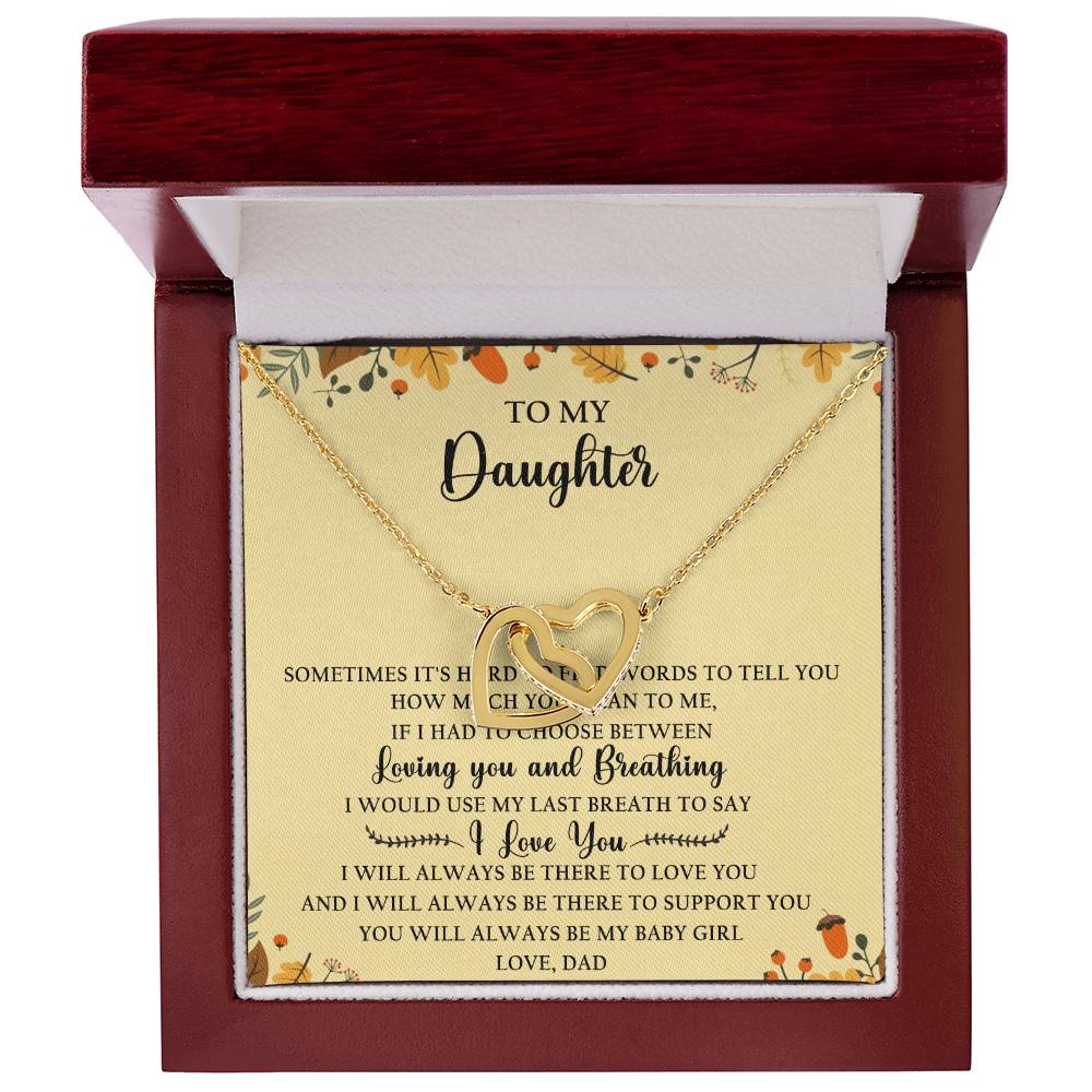 To My Daughter Interlocking Hearts Necklace Message Card