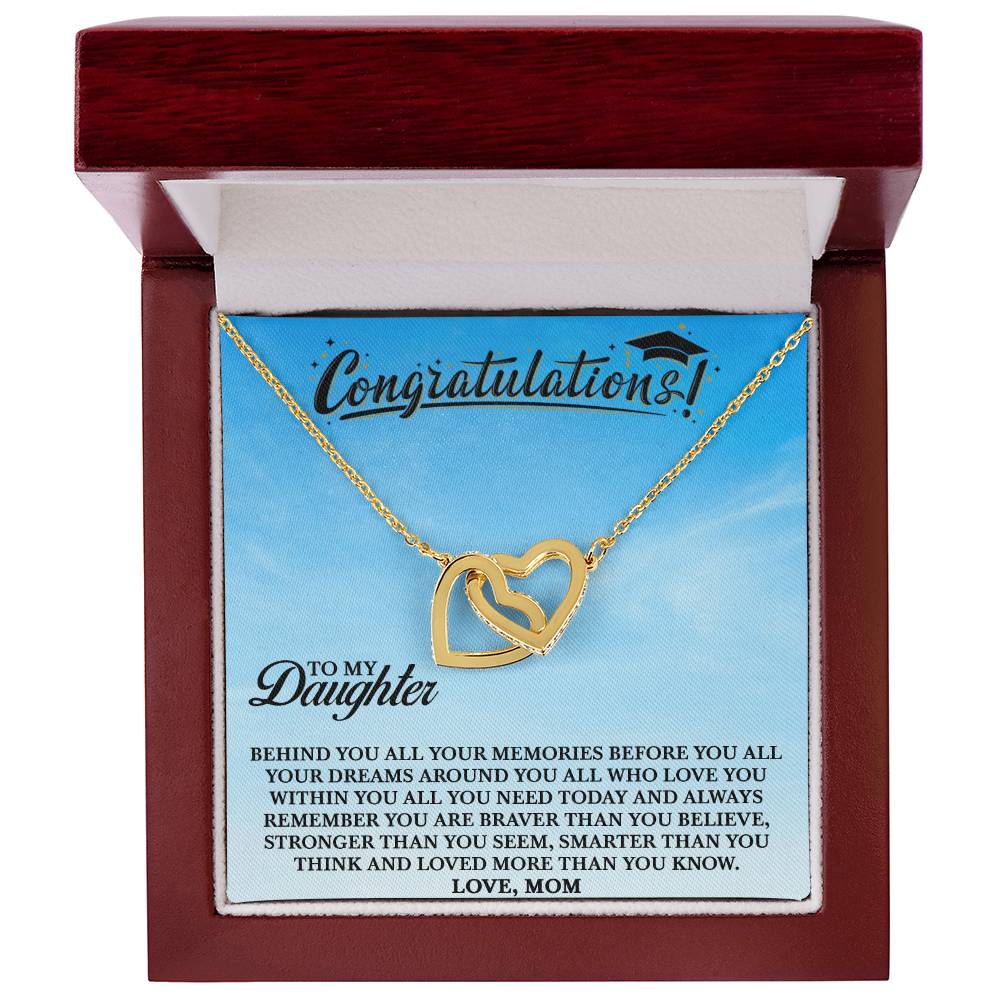 To My Daughter - You Are Loved More Than You Know - Necklace Interlocking Hearts Necklace