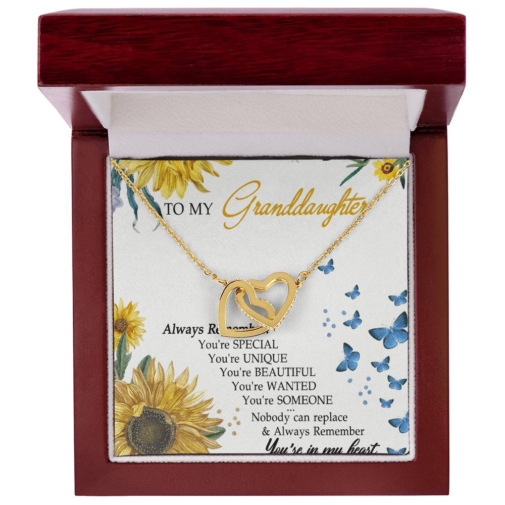 To My Granddaughter Interlocking Hearts Necklace Message Card