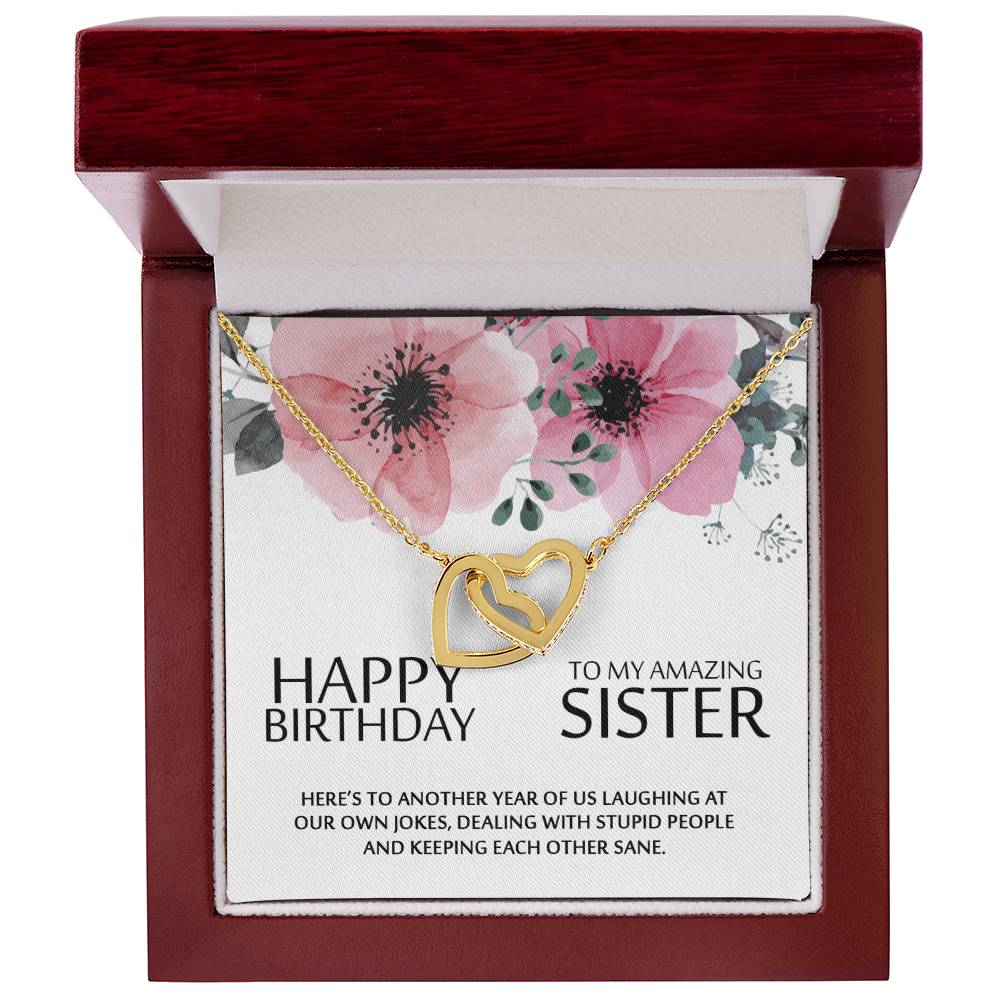 Happy Birthday To My Amazing Sister - Heart Necklace Interlocking Hearts Necklace