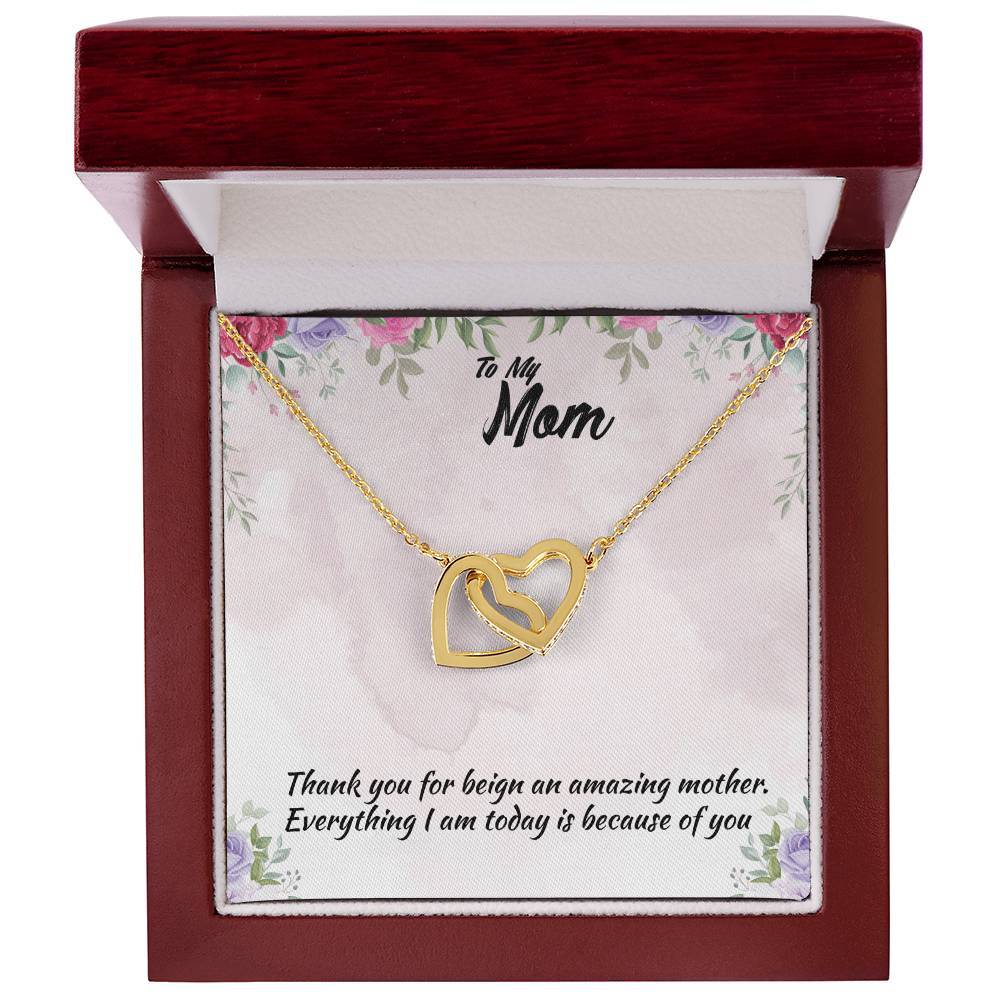 Thank You For Beign An Amazing Mother Interlocking Hearts Necklace