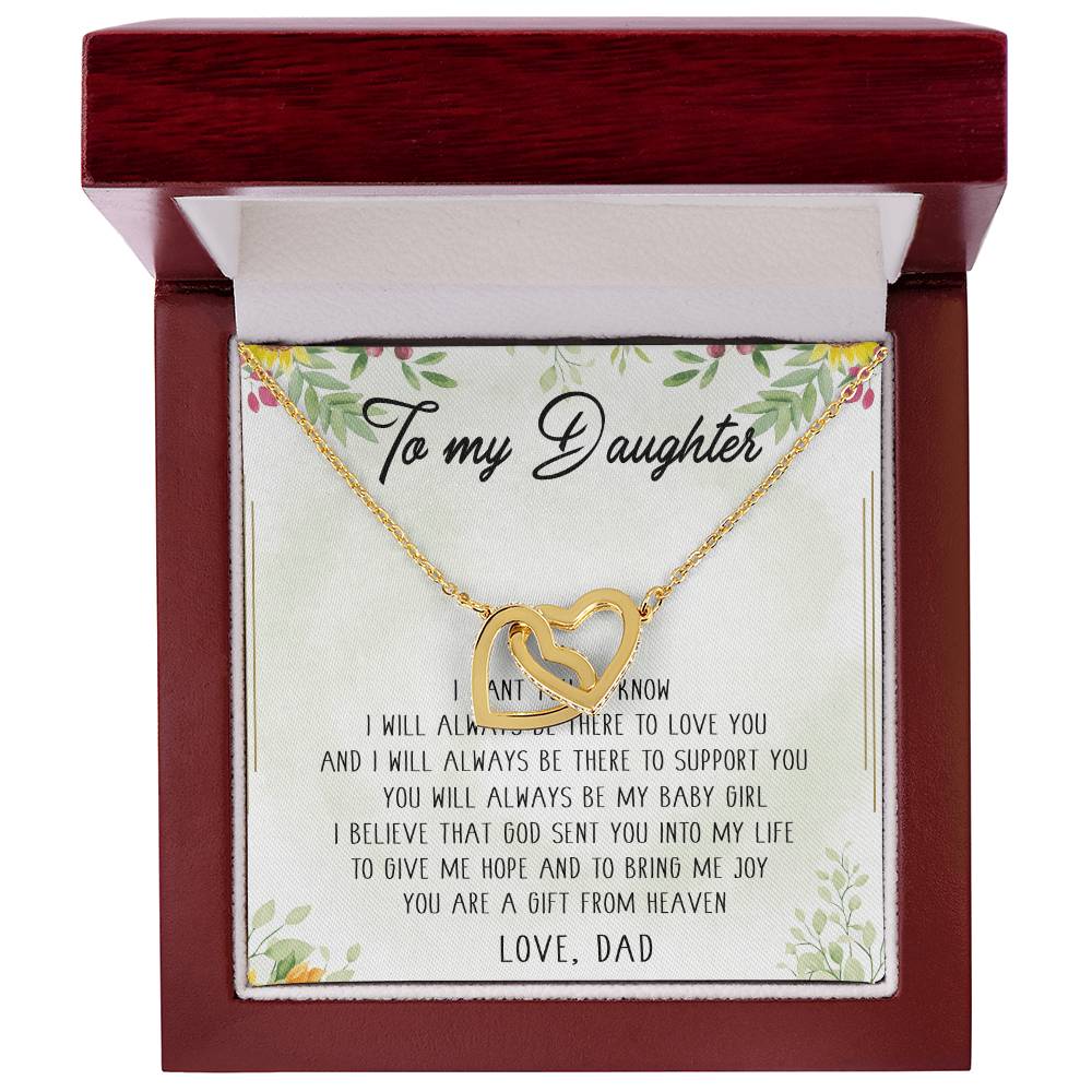 To My Daughter Interlocking Hearts Necklace Message Card