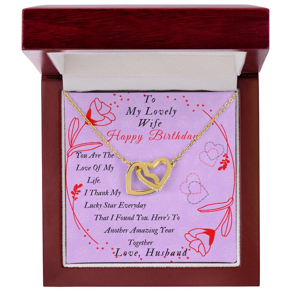 Two Hearts Interlocked To My Lovely Wife-Happy Birthday Wife Gifts Birthday Gift Romantic Wife Gift Wife Jewelry Anniversary Wife Gift Interlocking Hearts Necklace