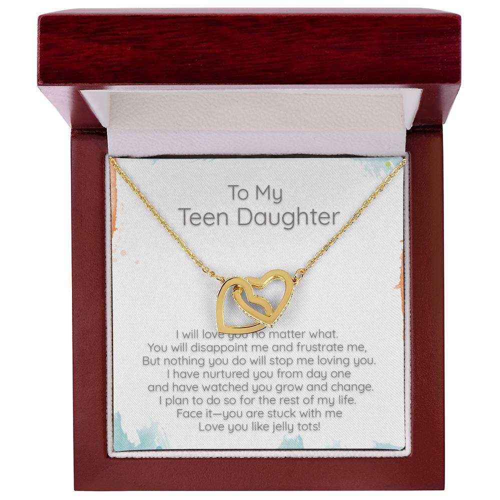 Teen Daughter I Love You No Matter What - Locked Hearts Necklace Interlocking Hearts Necklace
