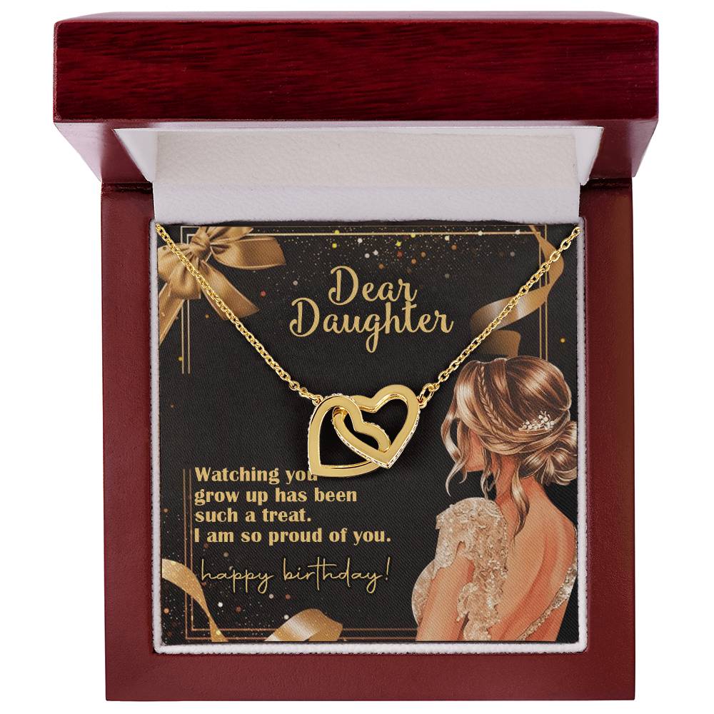 Happy Birthday My Dear Daughter Linked Hearts Necklace Interlocking Hearts Necklace