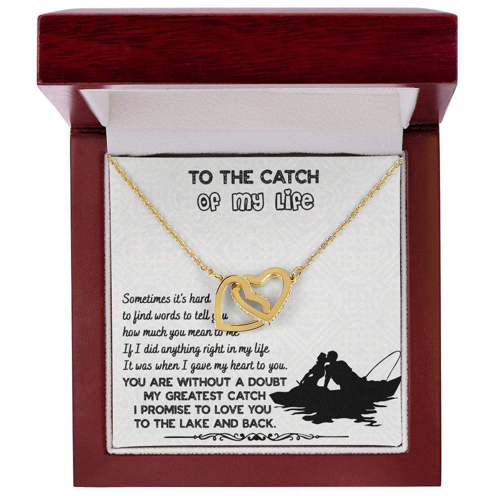 To The Catch Of My Life Knot Necklace & Earring Gift Set For Her Handmade Jewelry Interlocking Hearts Necklace