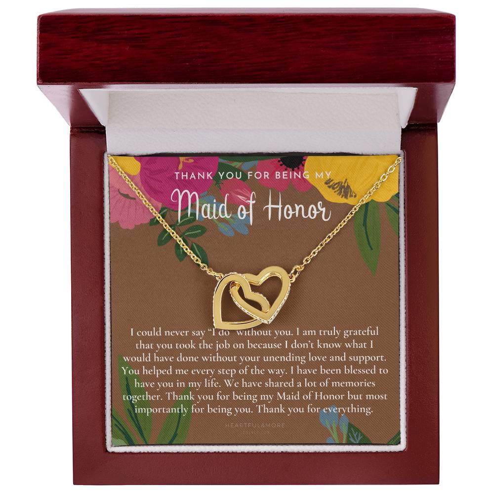 Maid Of Honor Thank You Gift From Bride Bridesmaid Gift Maid Of Honor Gift Necklace Matron Of Honor Gift Thank You Gift From Bride Interlocking Hearts Necklace