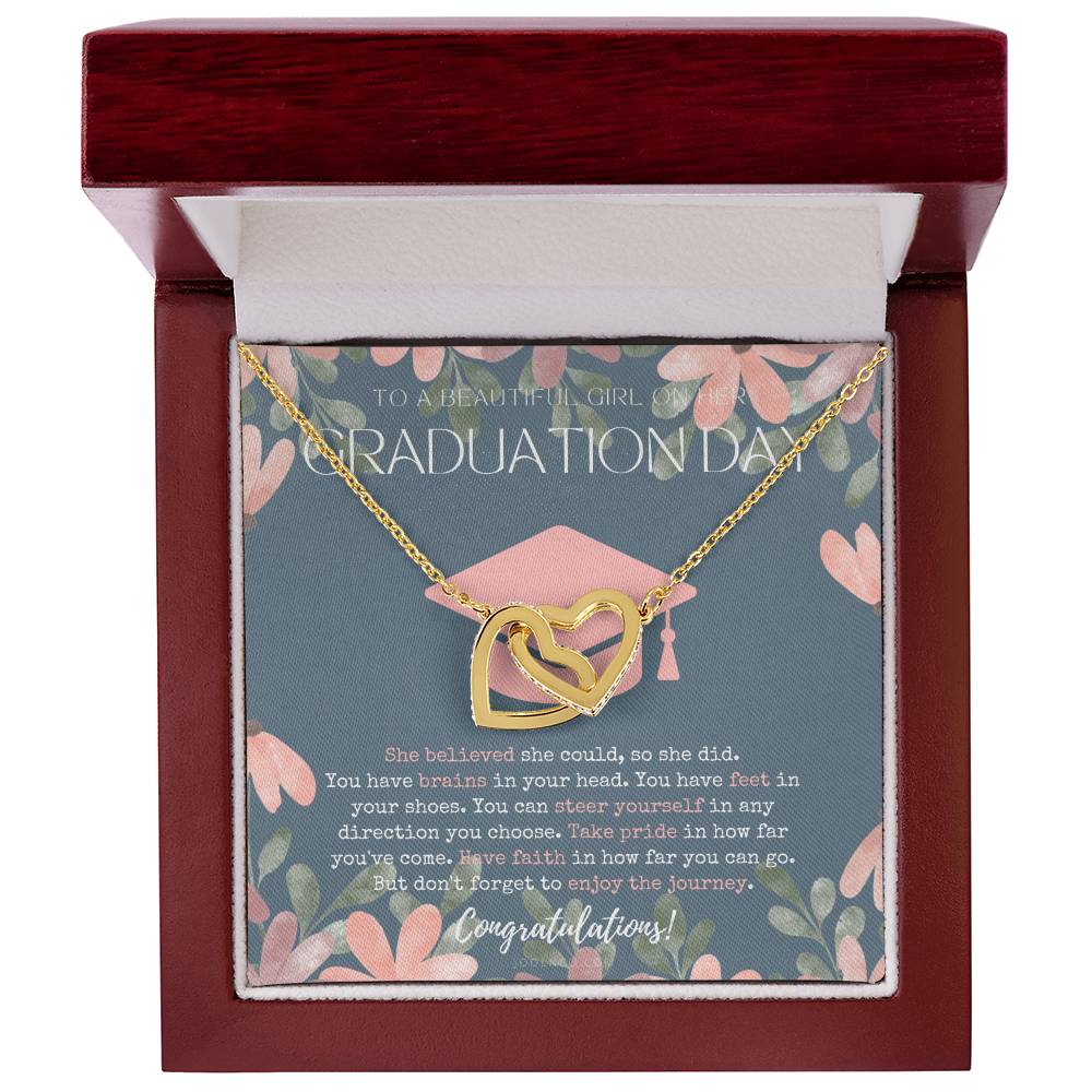 Graduation Gift Necklace For Daughter College Graduation Gift For Her High School Senior Graduation Mba Phd Master Class Of 2021 Interlocking Hearts Necklace