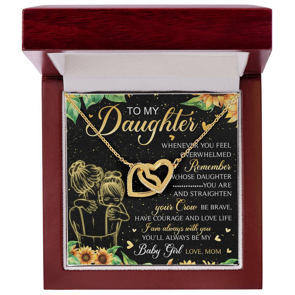 To My Daughter My Baby Girl Interlocking Hearts Necklace Birthday Message Card Gift From Mom