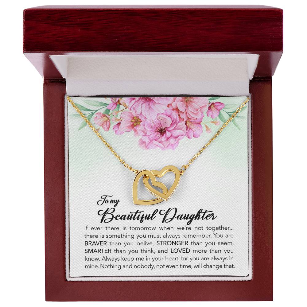 To My Granddaughter - Braver Stronger Smarter - Necklace Interlocking Hearts Necklace
