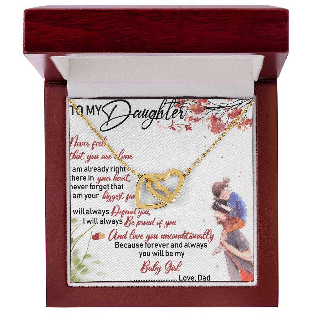 To My Daughter Interlocking Hearts Necklace Message Card