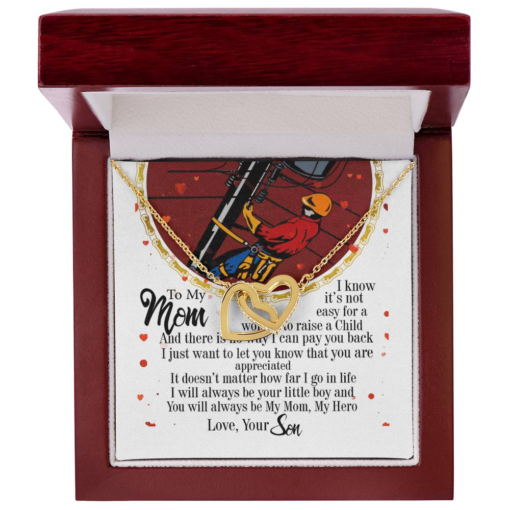 Lineman'S Mom - Interlocking Heart Necklace Interlocking Hearts Necklace