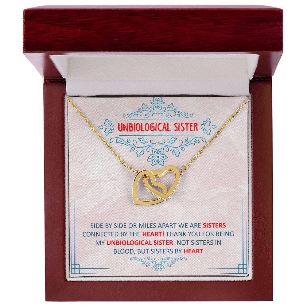 Unbiological Sister Necklace Gift Interlocking Hearts Necklace
