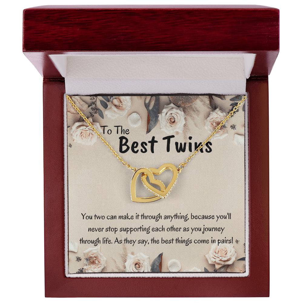 Best Twin Sister Gift Interlocking Hearts Necklace