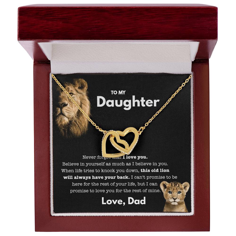 To My Daughter - Old Lion - Necklace Interlocking Hearts Necklace