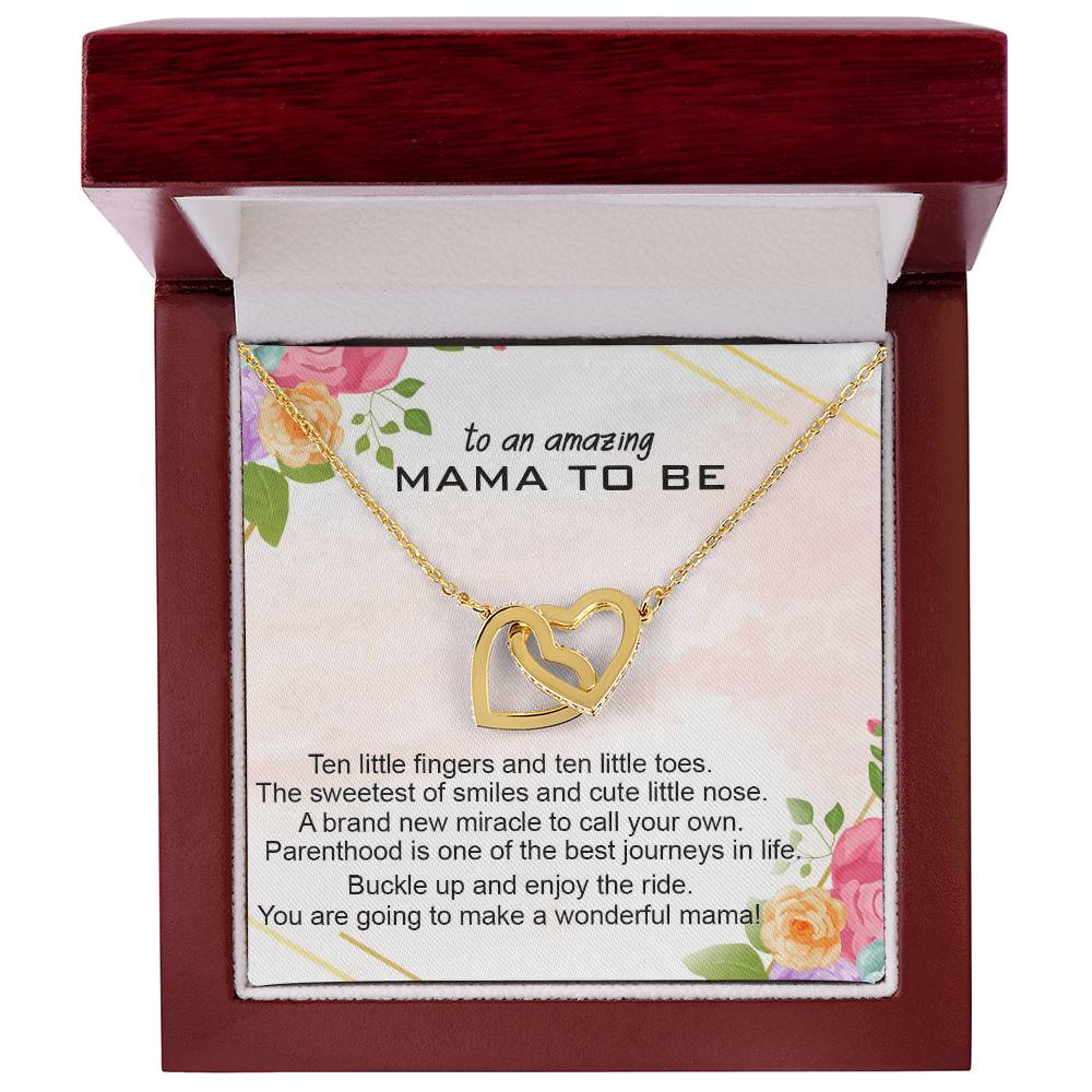 To An Amazing Mama To Be Necklace Gift Gift For First Time Mom Pregnancy Gift For Best Friend Mom To Be Interlocking Heart Necklace Interlocking Hearts Necklace