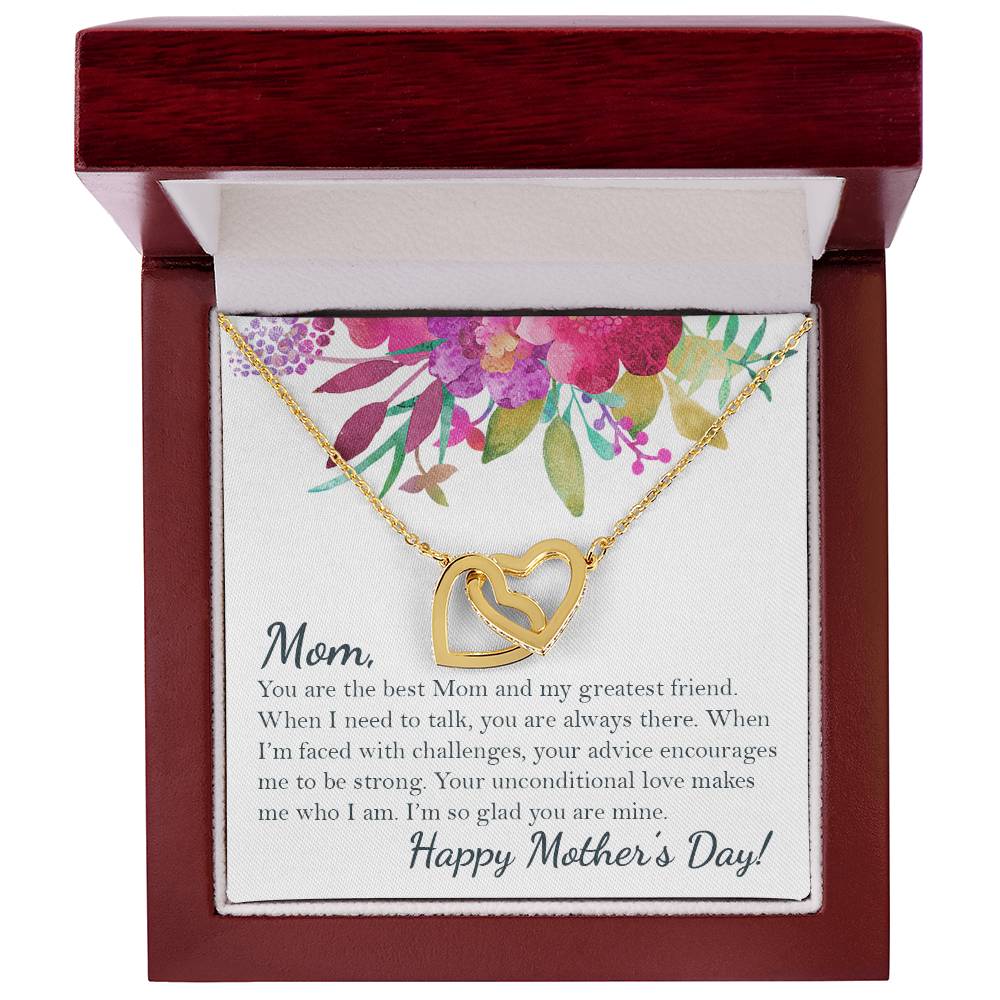 Happy Mother'S Day - To The Best Mom Interlocking Hearts Necklace