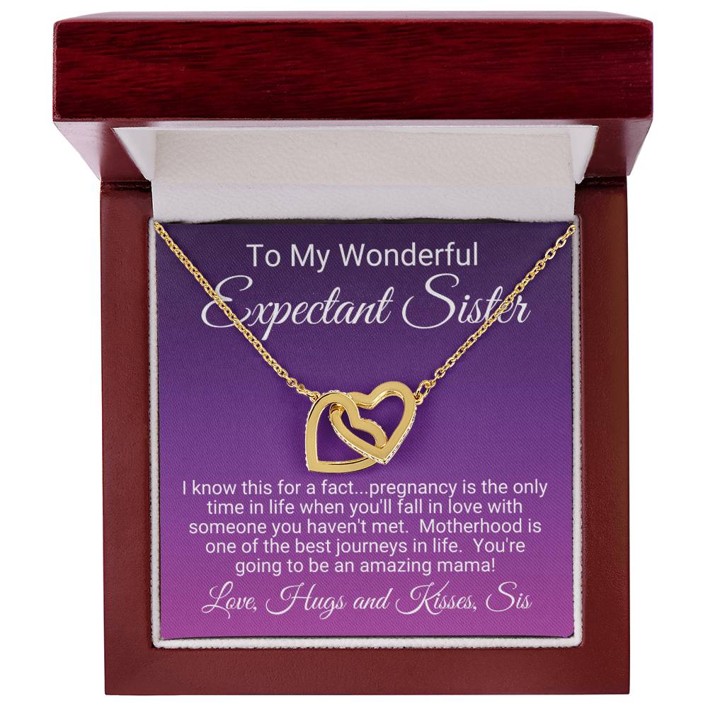 Expectant Sister Linked Hearts Necklace Gift From Sis Interlocking Hearts Necklace