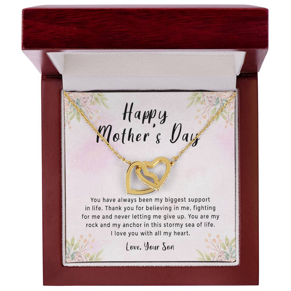 Mother'S Day Gift Necklace From Son On Interlocking Hearts Necklace