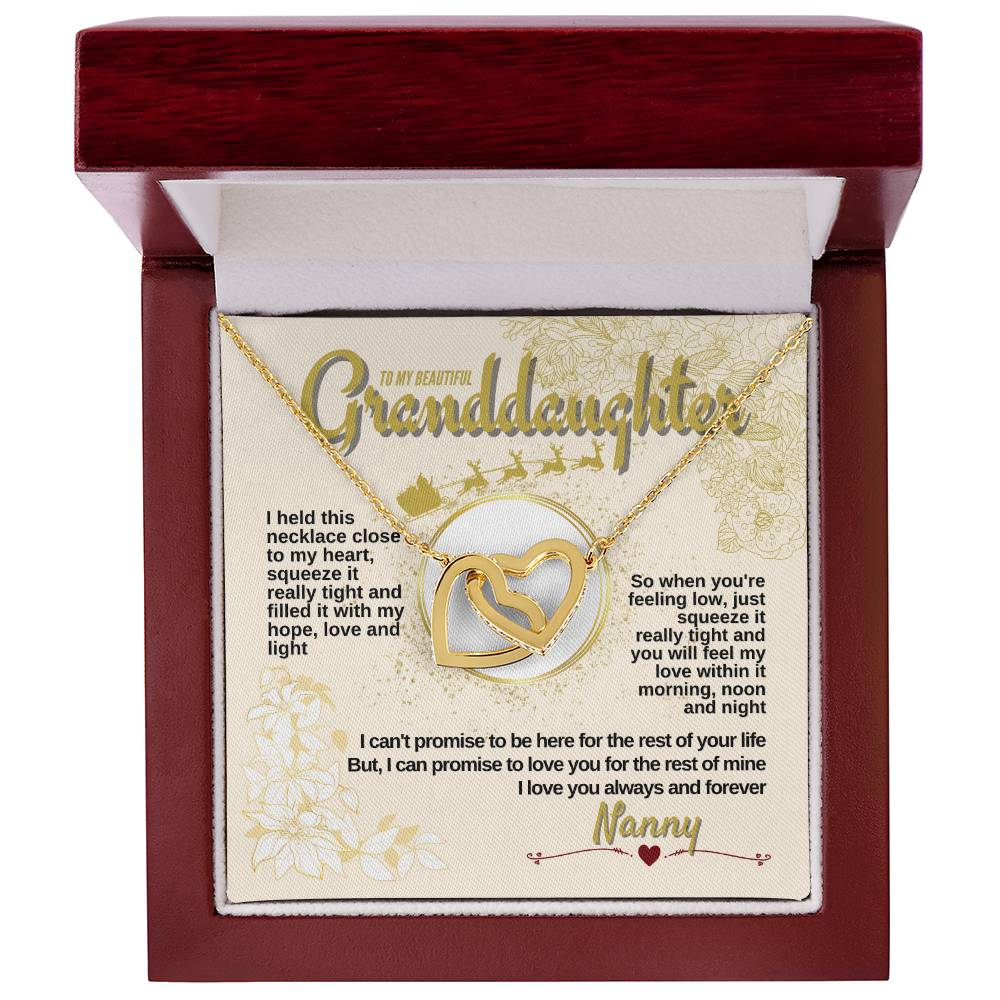 To My Granddaughter - Nanny Loves You Always & Forever - Necklace Interlocking Hearts Necklace
