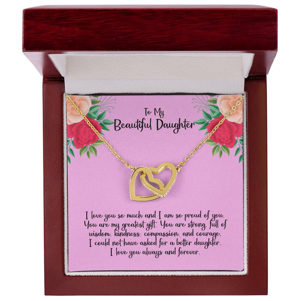 To My Beautiful Daughter - Interlocking Heart Necklace Interlocking Hearts Necklace
