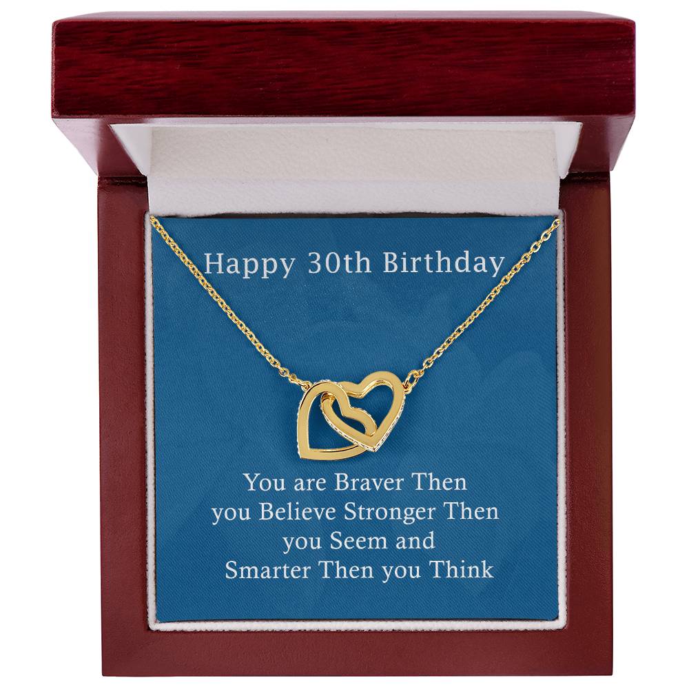 Happy 30Th Birthday Gifts For Girls Or Women Interlocking Hearts Necklace