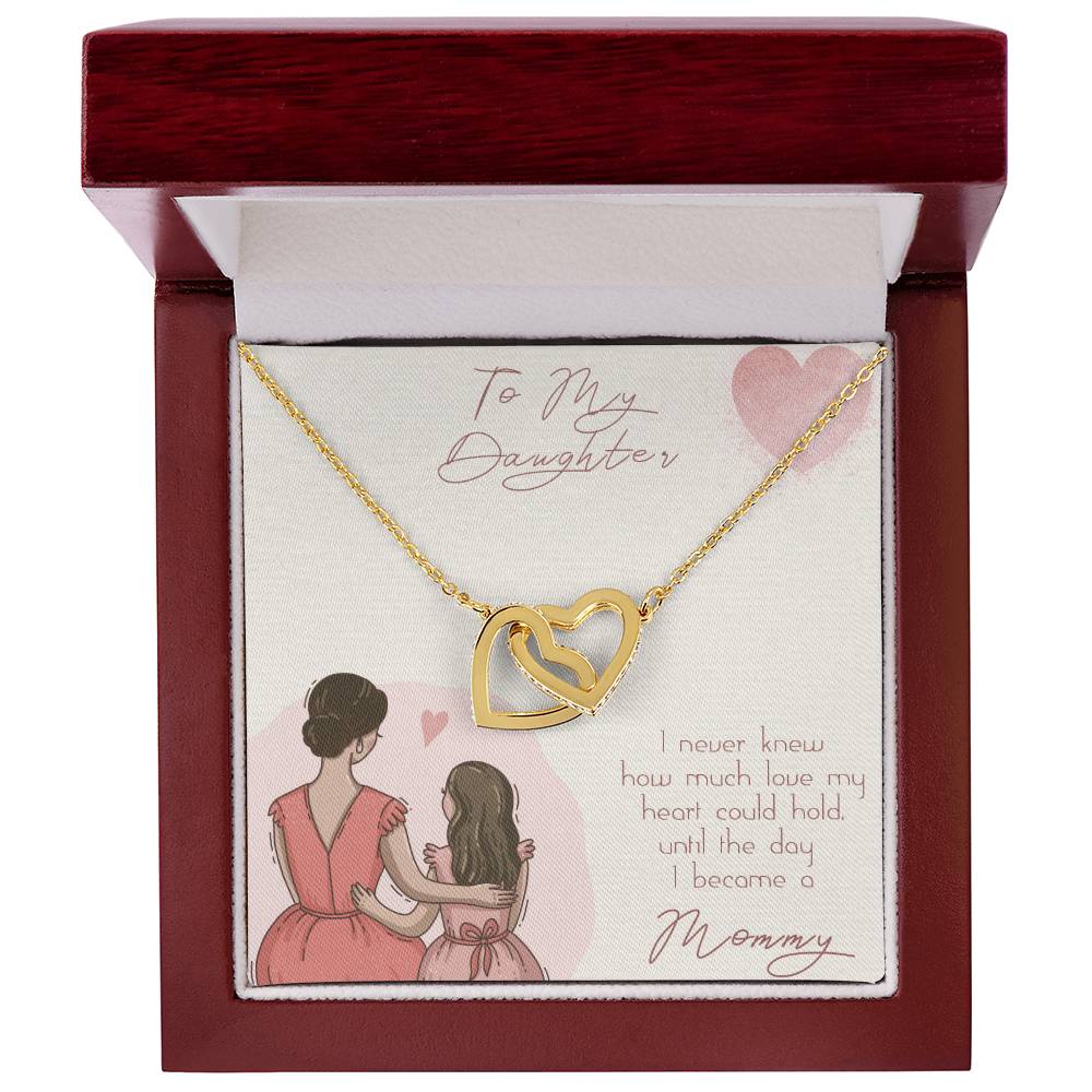 To My Daughter - 2 Interlocking Hearts Necklace